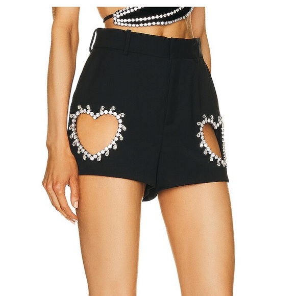 AREA Pants - AREA Crystal Heart Cutout Short